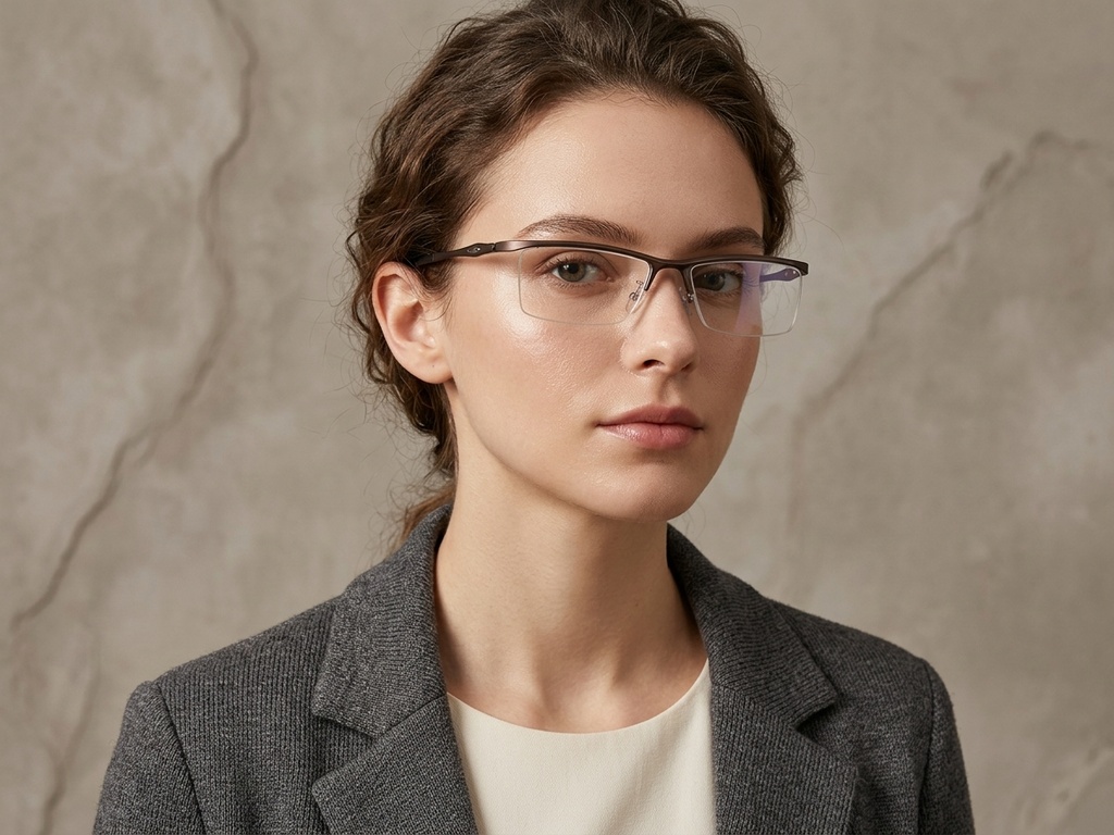 BS2519-0158_Brown_Semi-rimless_Ultem_Glasses_corner-tryon_female