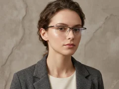 BS2519-0158_Brown_Semi-rimless_Ultem_Glasses_corner-tryon_female