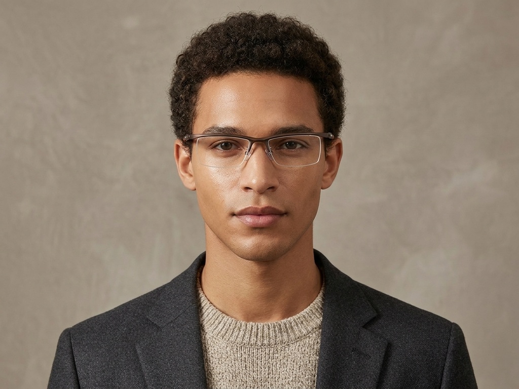 BS2519-0158_Brown_Semi-rimless_Ultem_Glasses_corner-tryon_male