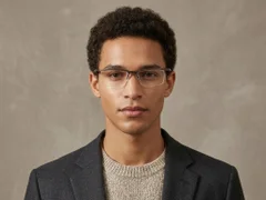 BS2519-0158_Brown_Semi-rimless_Ultem_Glasses_corner-tryon_male