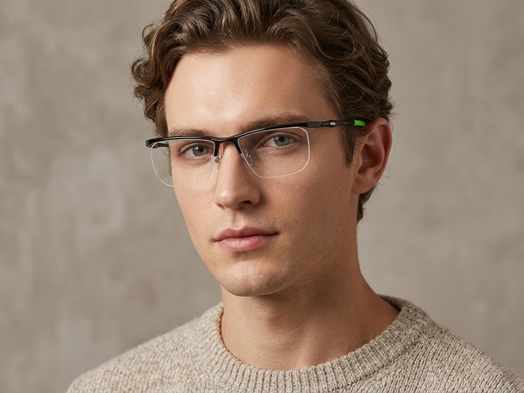 BS2519-0159_Black_Semi-rimless_Ultem_Glasses_corner-tryon_male