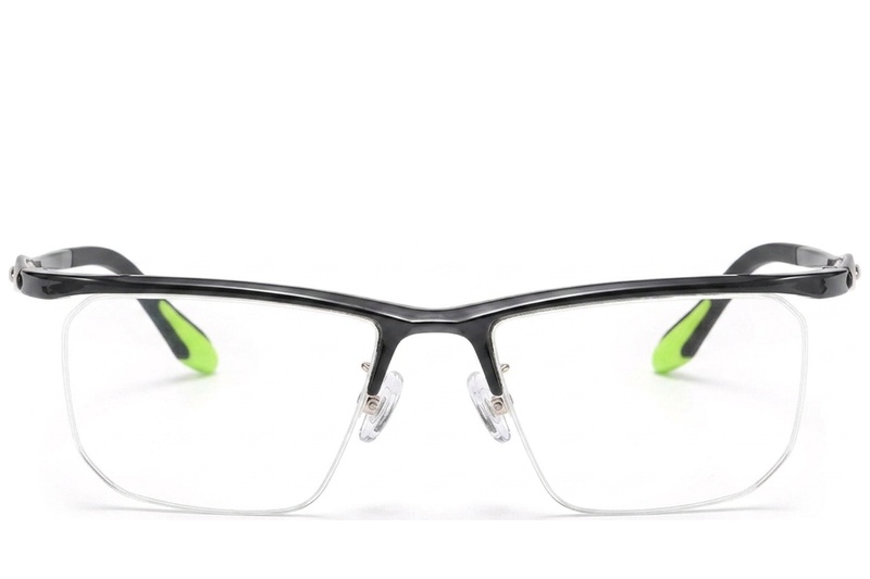 BS2519-0159_Black_Semi-rimless_Ultem_Glasses_front