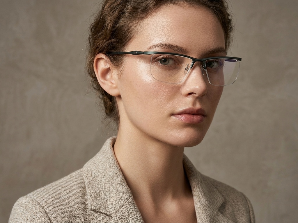 BS2519-0163_Green_Semi-rimless_Ultem_Glasses_corner-tryon_female