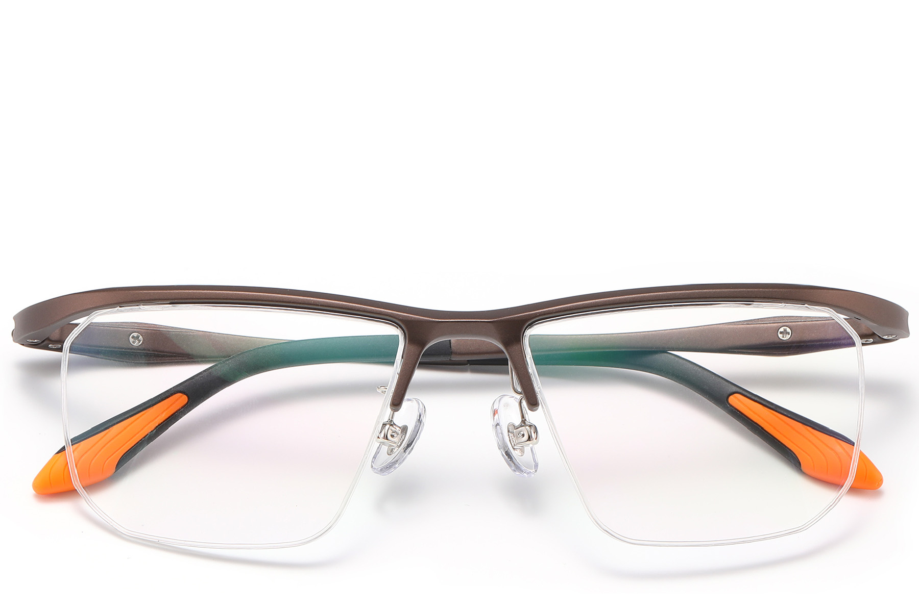 BS2519-0164_Brown_Semi-rimless_Ultem_Glasses_front