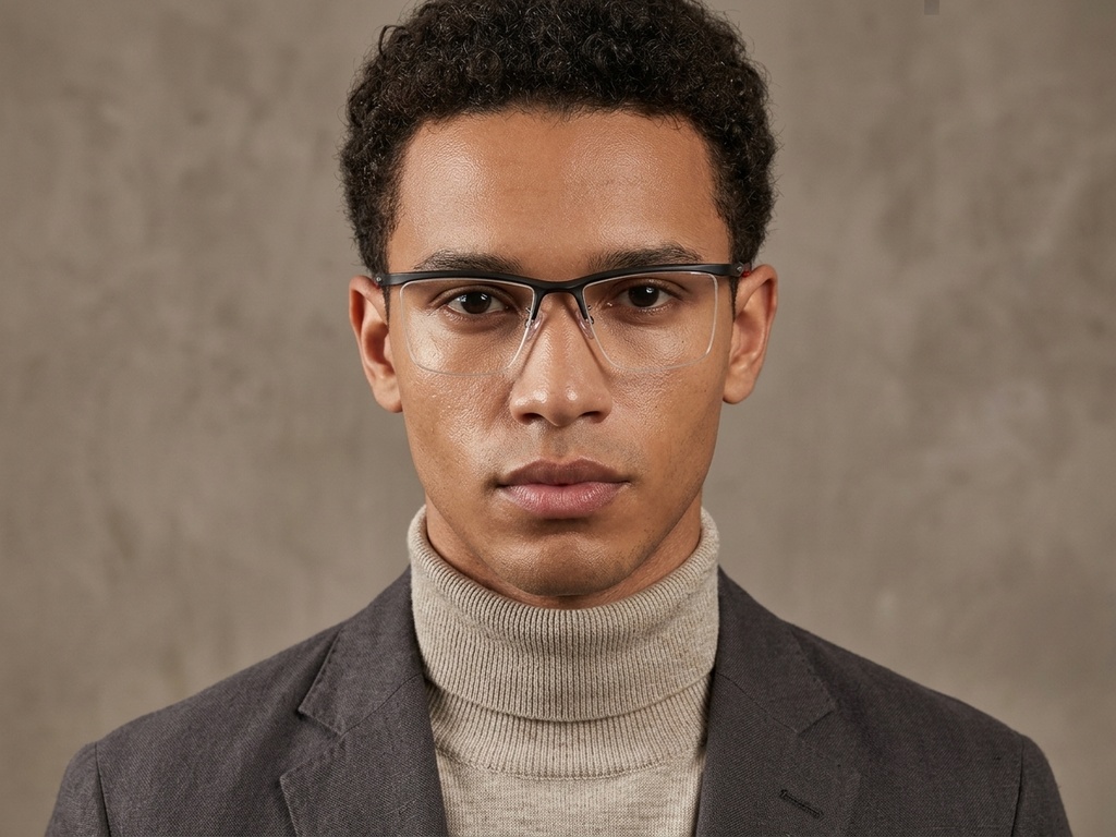 BS2519-0166_Black_Semi-rimless_Ultem_Glasses_corner-tryon_male