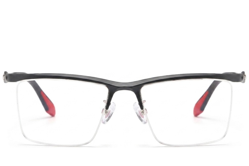 BS2519-0166_Black_Semi-rimless_Ultem_Glasses_front