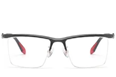 BS2519-0166_Black_Semi-rimless_Ultem_Glasses_front