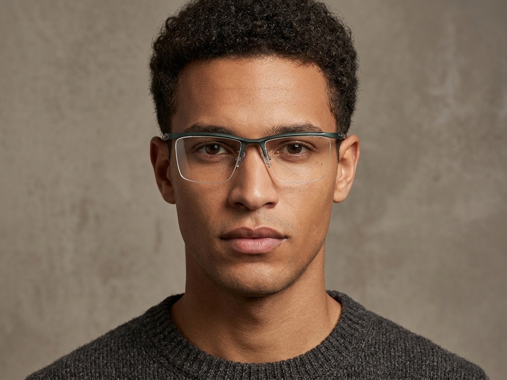 BS2519-0169_Green_Semi-rimless_Ultem_Glasses_corner-tryon_male
