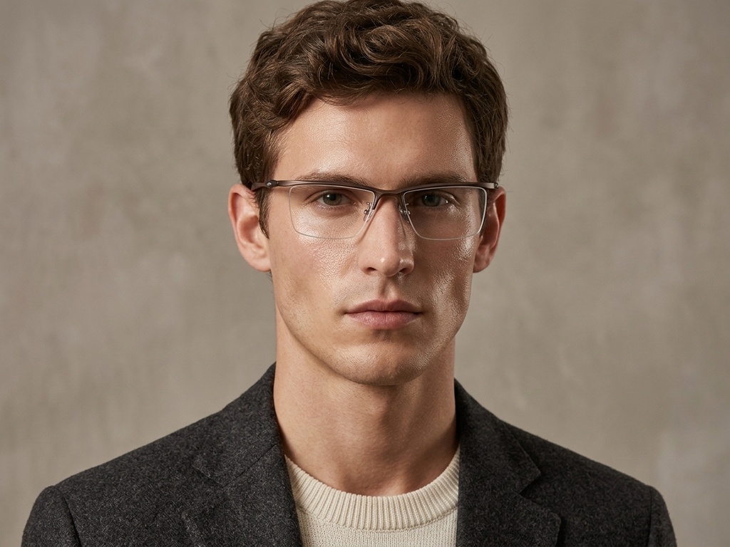 BS2519-0170_Brown_Semi-rimless_Ultem_Glasses_corner-tryon_male