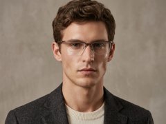 BS2519-0170_Brown_Semi-rimless_Ultem_Glasses_corner-tryon_male