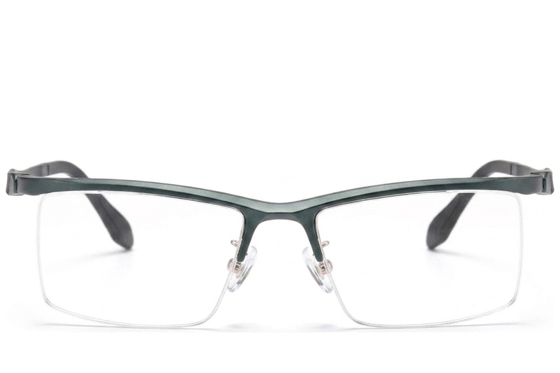 BS2519-0175_Green_Semi-rimless_Ultem_Glasses_front