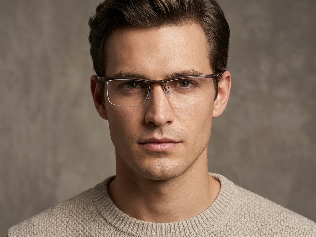 BS2519-0176_Brown_Semi-rimless_Ultem_Glasses_corner-tryon_male