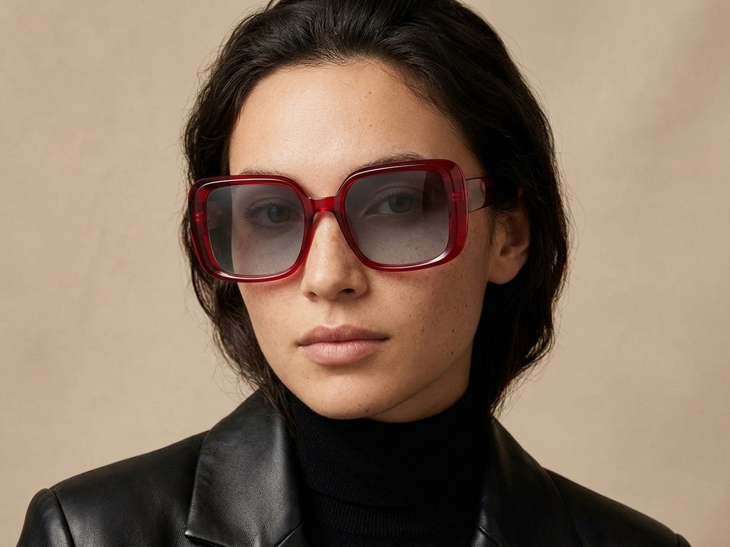 BS2607-0017_Red_Rectangular_Acetate_Sunglasses-tryon_female