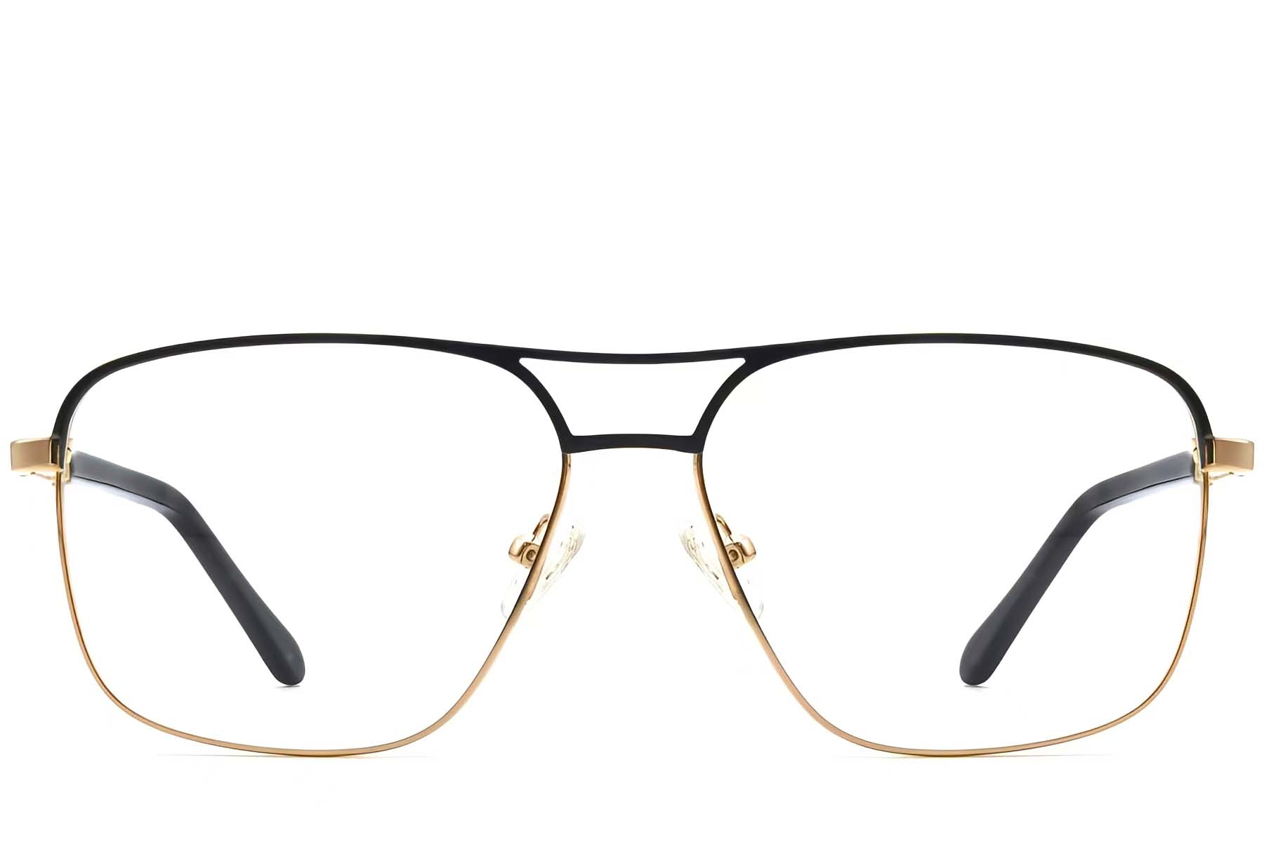 BS2607-0028_Black_Aviator_Metal_Glasses_front
