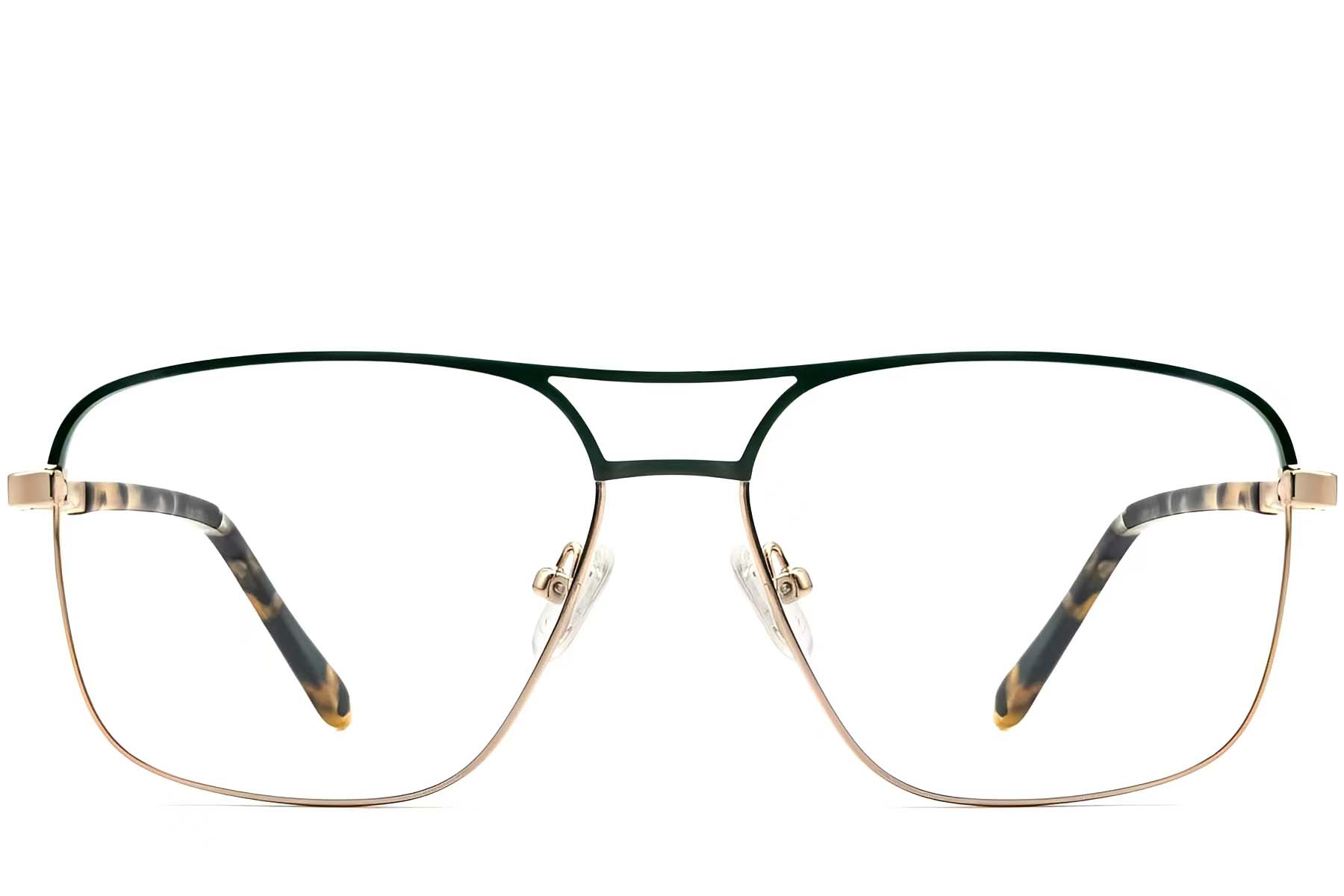 BS2607-0030_Green_Aviator_Metal_Glasses_front