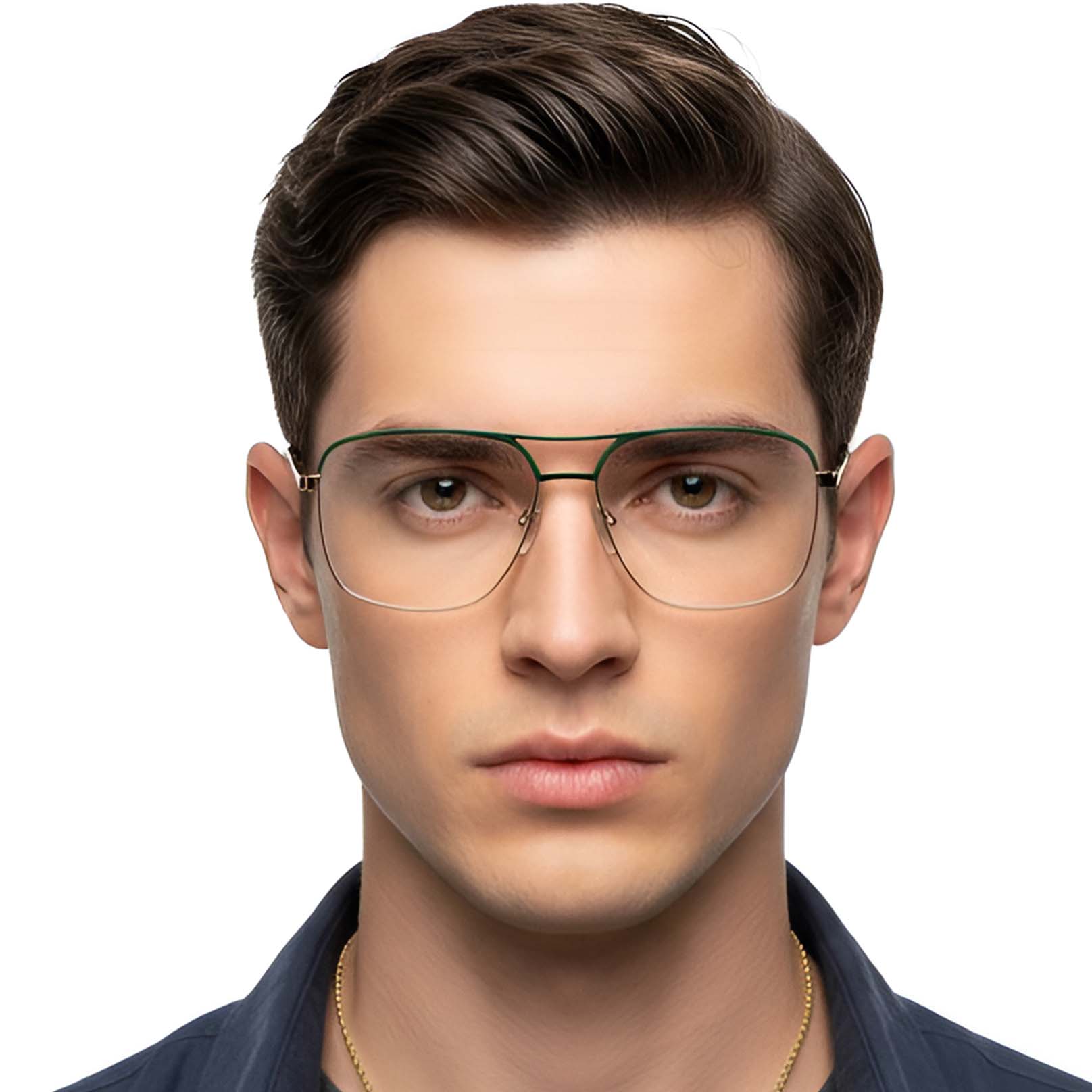 BS2607-0030_Green_Aviator_Metal_Glasses_model