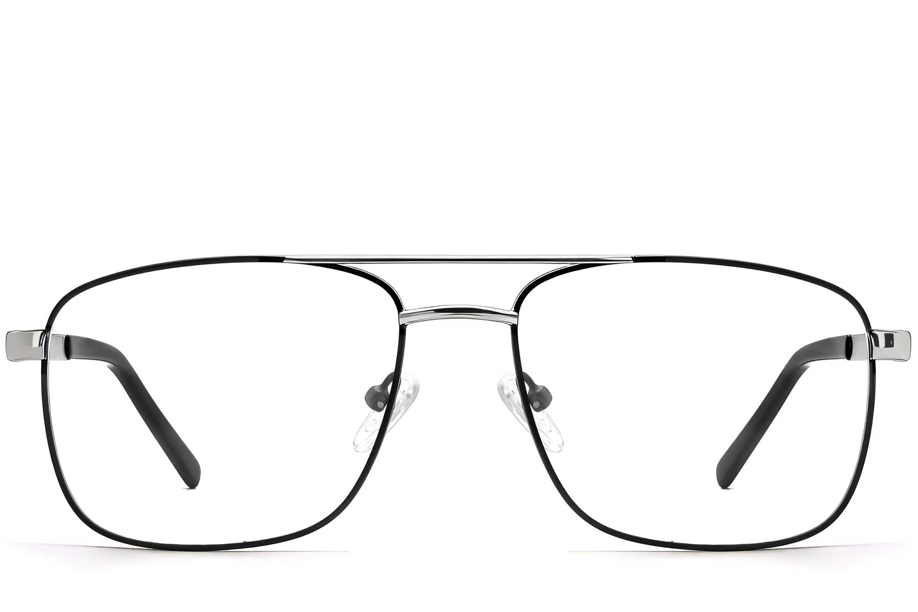 BS2607-0034_Black_Aviator_Metal_Glasses_front