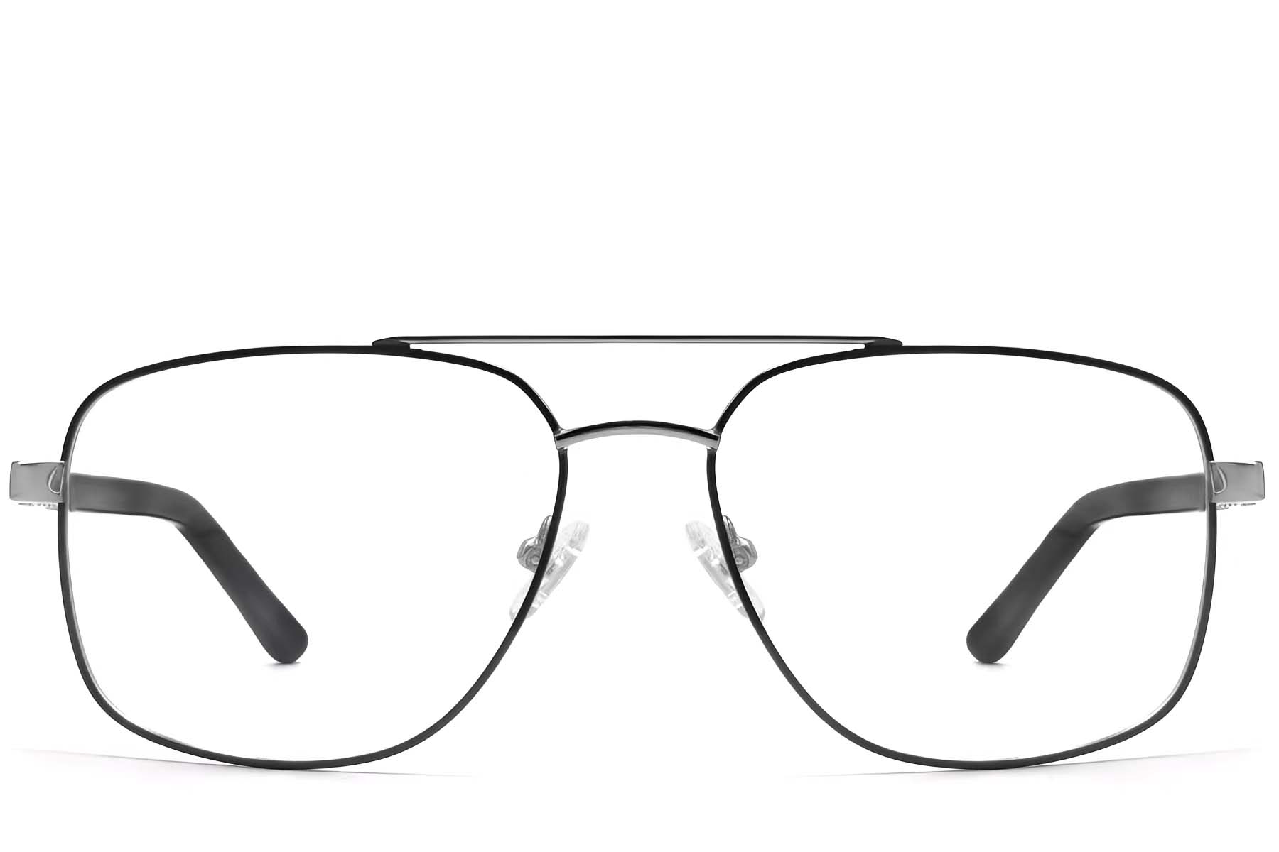 BS2607-0037_Black_Aviator_Metal_Glasses_front