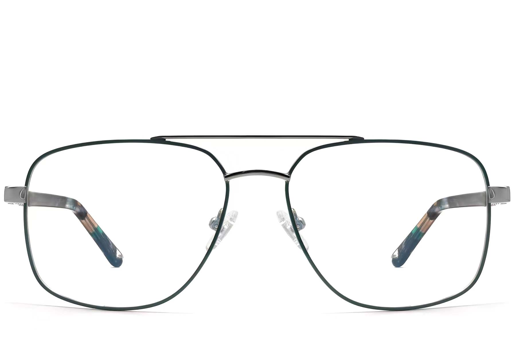 BS2607-0038_Green_Aviator_Metal_Glasses_front