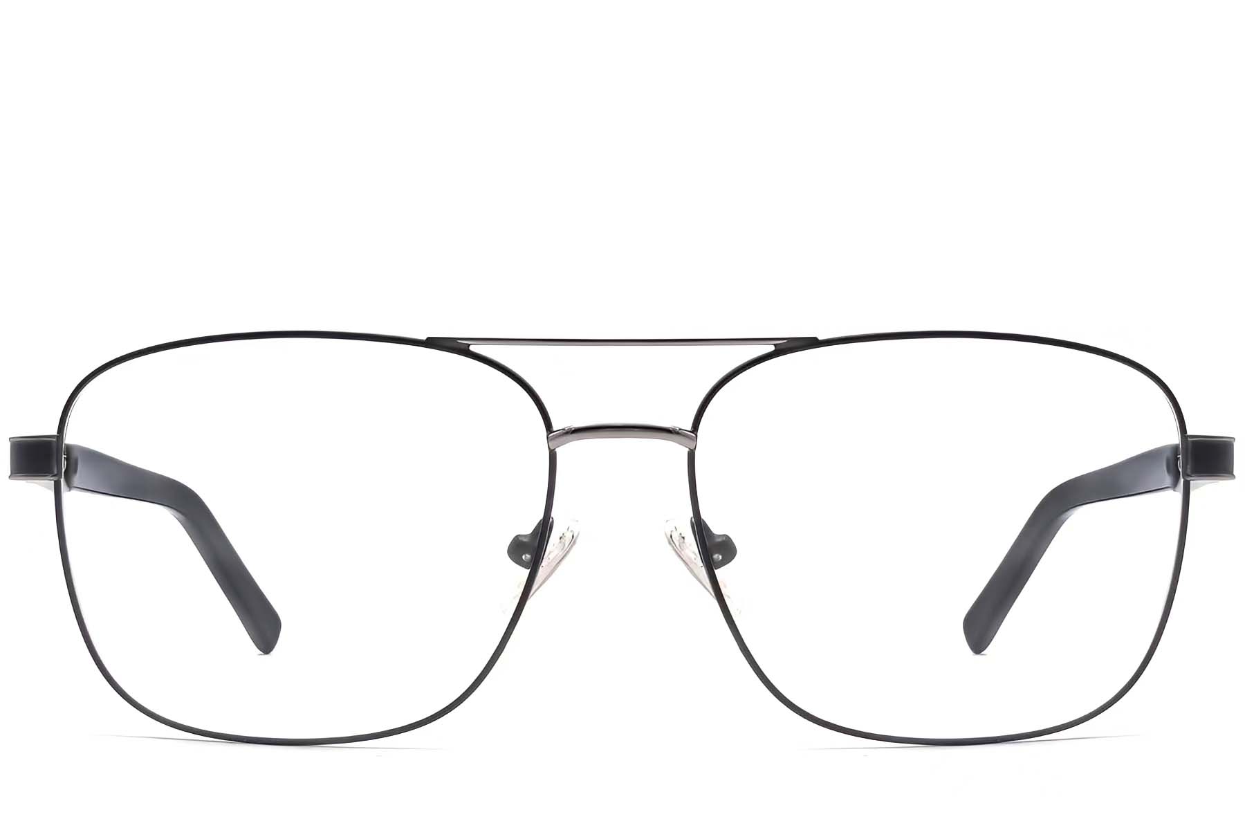 BS2607-0040_Black_Aviator_Metal_Glasses_front