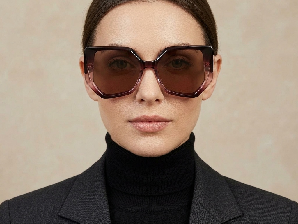 BS2607-0059_Pink_Geometric_Acetate_Sunglasses-tryon_female