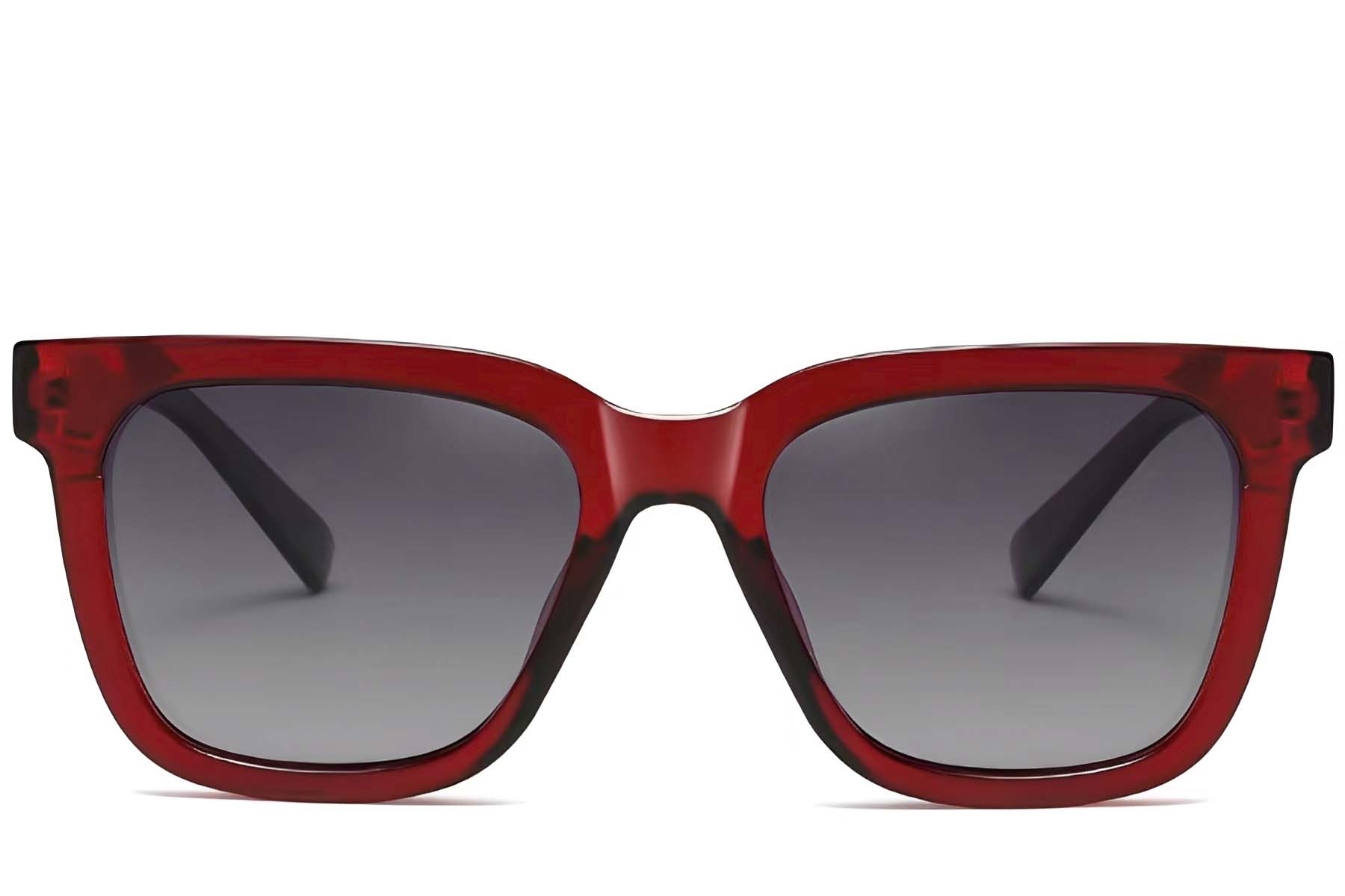 BS2607-0068_Red_Rectangular_Acetate_Sunglasses_front