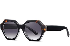 Gafas de sol geométricas de acetato negro #BS2607-0082