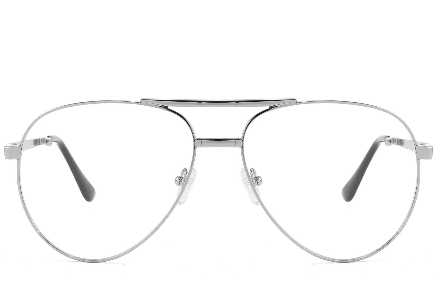 BS2607-0344_Silver_Aviator_Acetate_Glasses_front