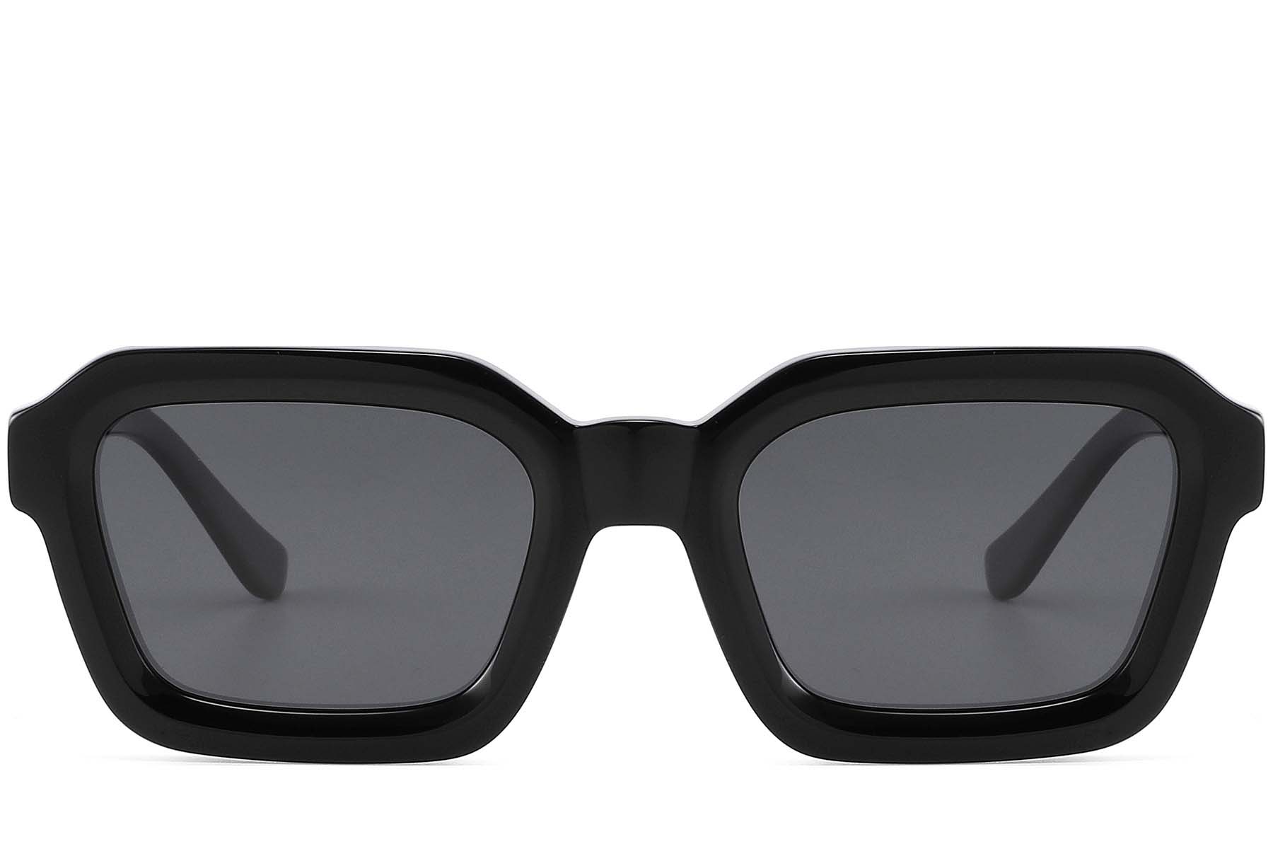 Rectangular Black Acetate Sunglasses #BS2607-0350