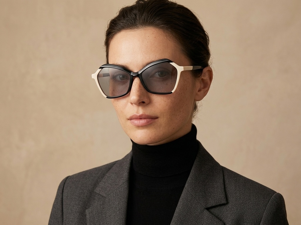 BS2607-0401_Black_Geometric_Acetate_sunglasses-tryon_female