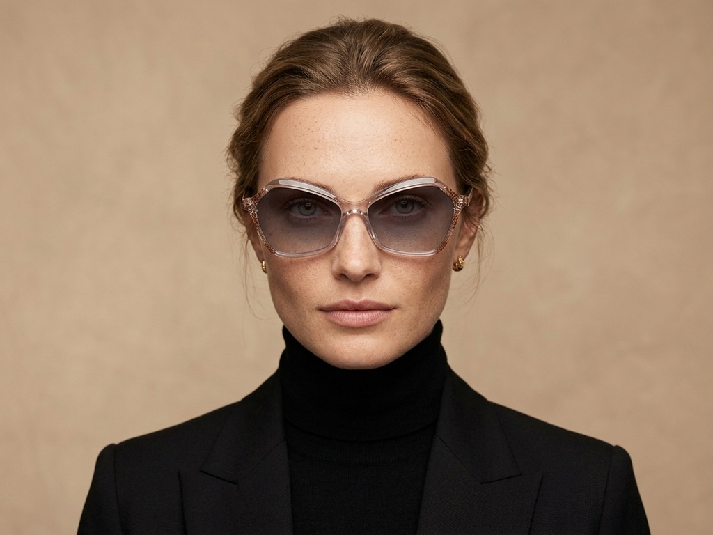 BS2607-0402_Pink_Geometric_Acetate_sunglasses-tryon_female
