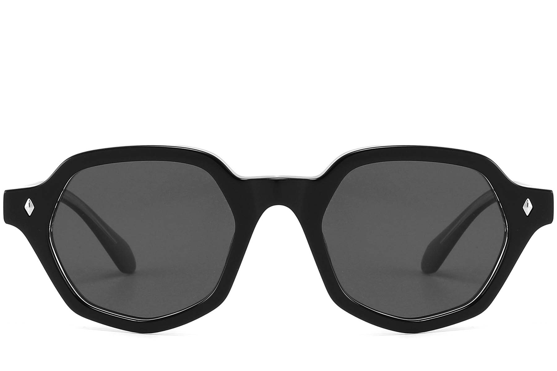 BS2607-0404_Black_Geometric_Acetate_sunglasses_front