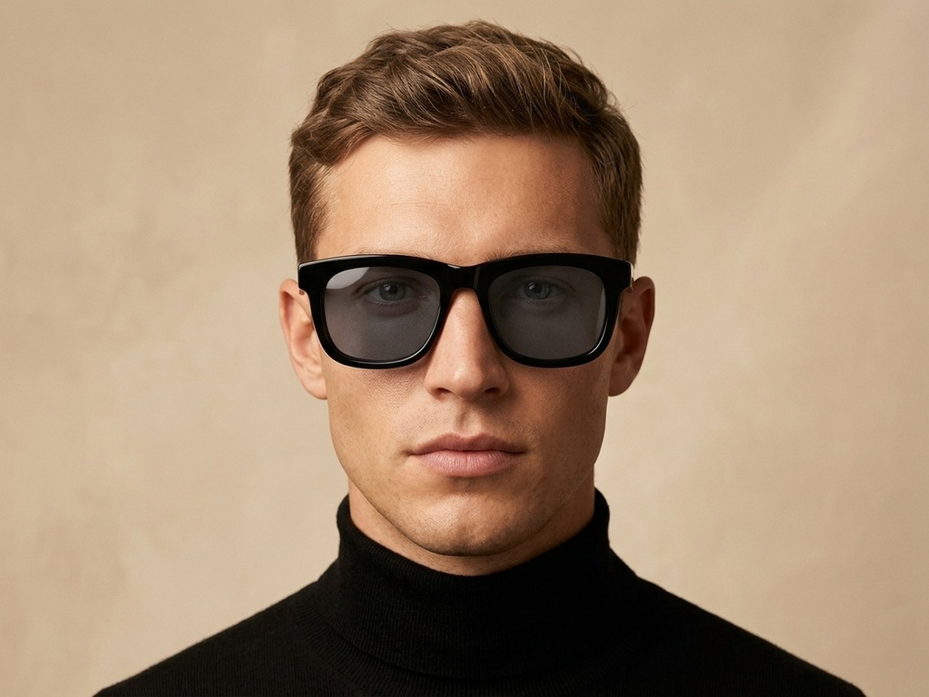 BS2607-0410_Black_Rectangular_Acetate_sunglasses-tryon_male