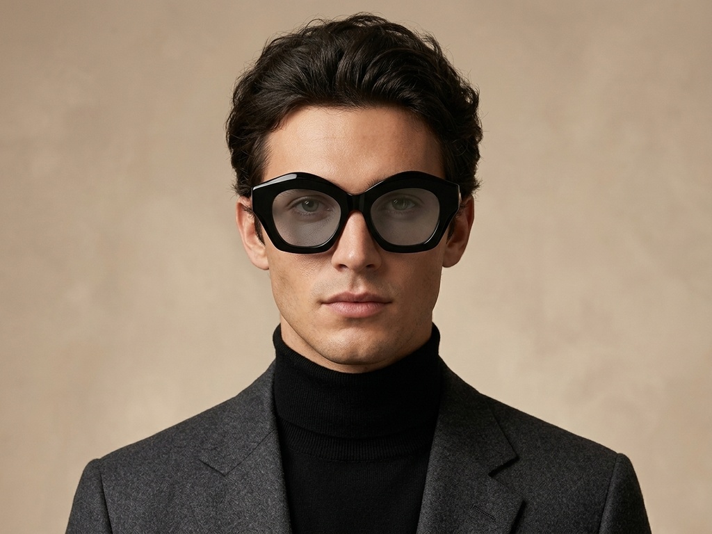 BS2607-0429_Black_Geometric_Acetate_sunglasses-tryon_male
