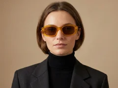 BS2607-0471_Yellow_Rectangular_Acetate_sunglasses-tryon_female