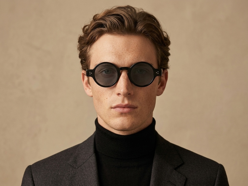 BS2607-0603_Black_Round_Acetate_sunglasses-tryon_male