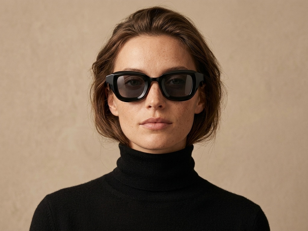 BS2607-0610_Black_Rectangular_Acetate_sunglasses-tryon_female