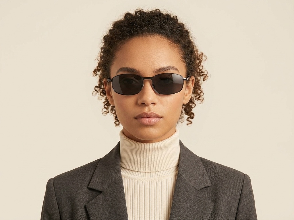 BS2607-0624_Black_Oval_Metal_Polarized Sunglasses-tryon_female