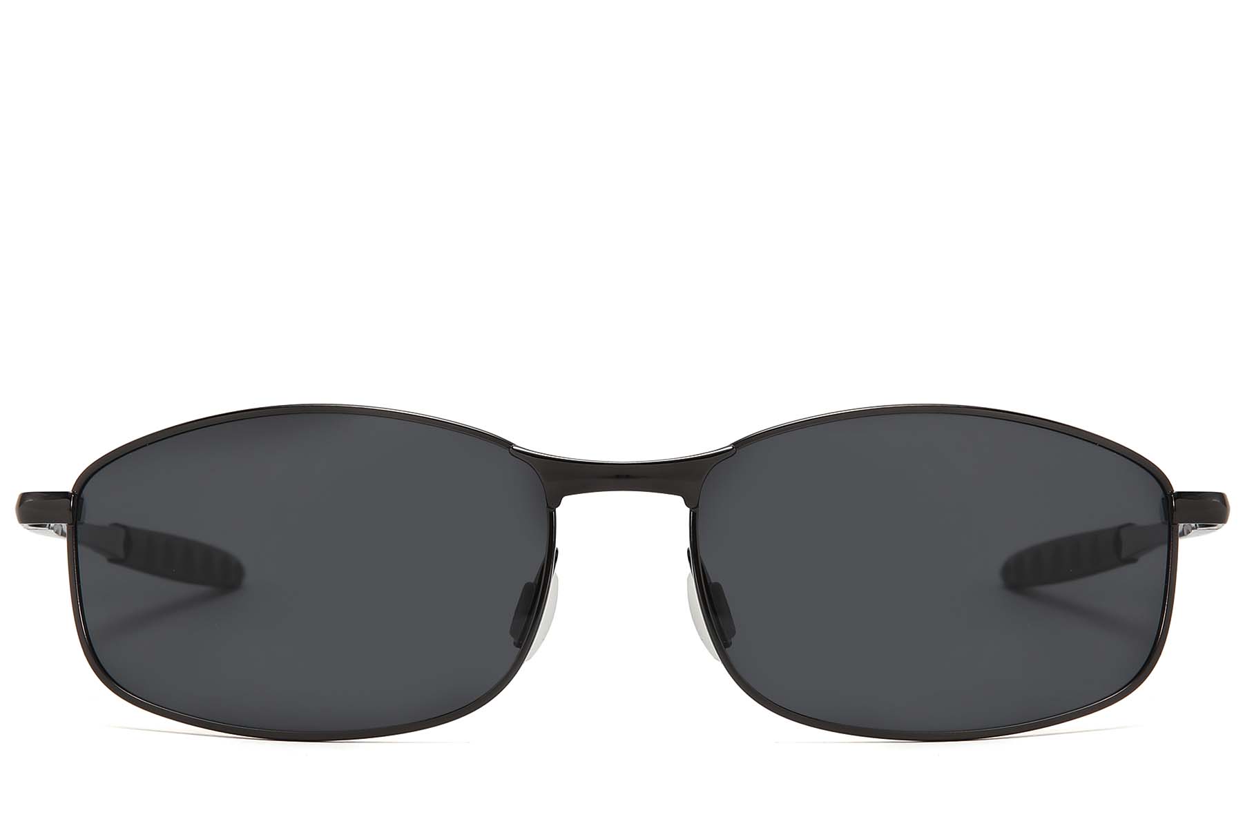 BS2607-0624_Black_Oval_Metal_Polarized Sunglasses_front