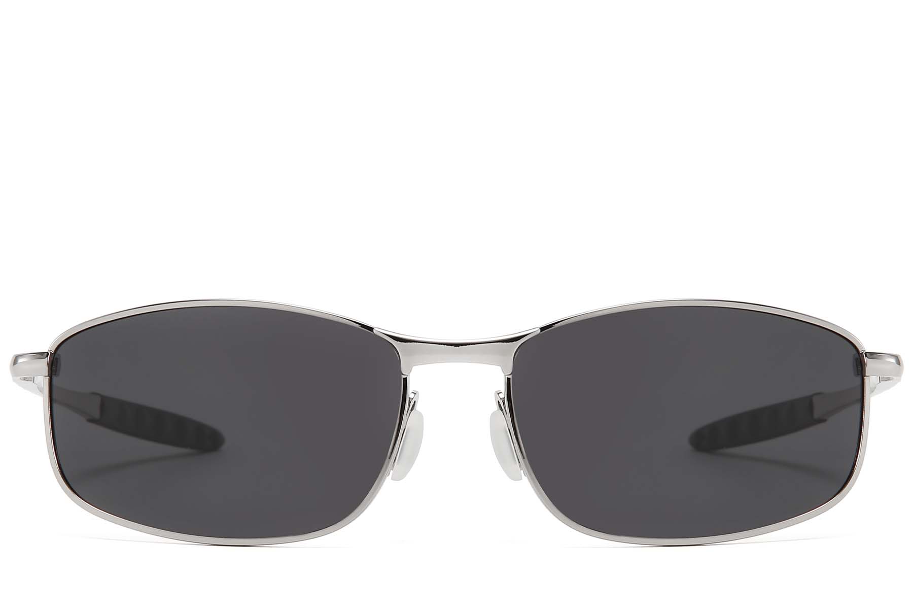 BS2607-0625_Silver_Oval_Metal_Polarized Sunglasses_front