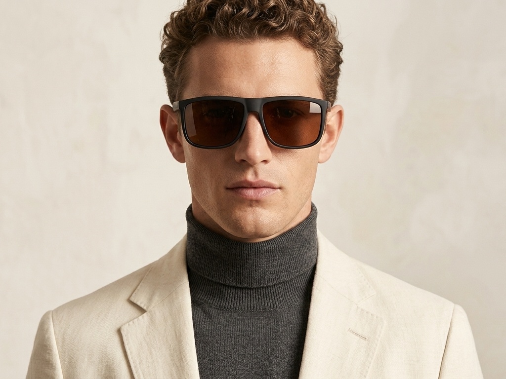 BS2607-0633_Black_Rectangular_Plastic_Polarized Sunglasses-tryon_male