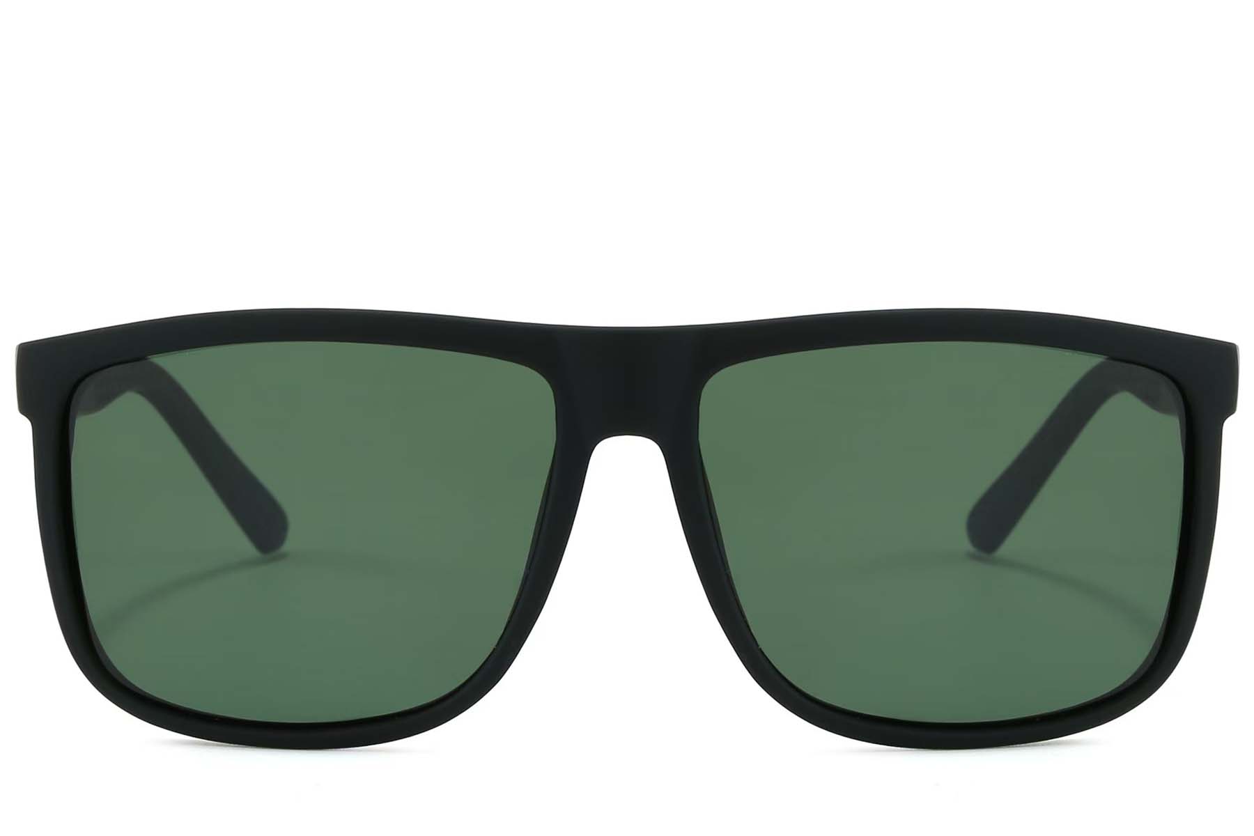 BS2607-0634_Black_Rectangular_Plastic_Polarized Sunglasses_front