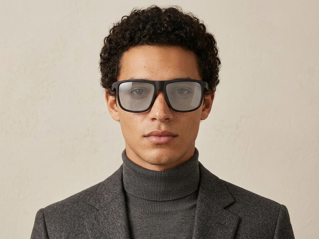 BS2607-0635_Black_Rectangular_Plastic_Polarized Photochromic Glasses-tryon_male