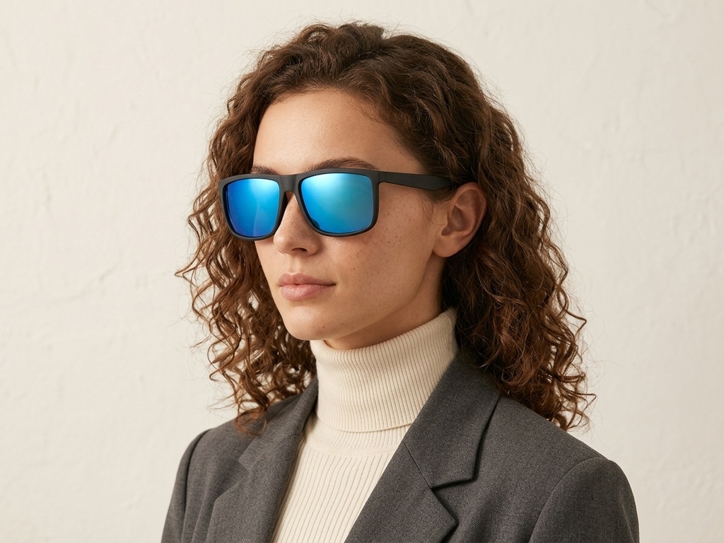 BS2607-0641_Black_Rectangular_Plastic_Polarized Photochromic Glasses-tryon_female