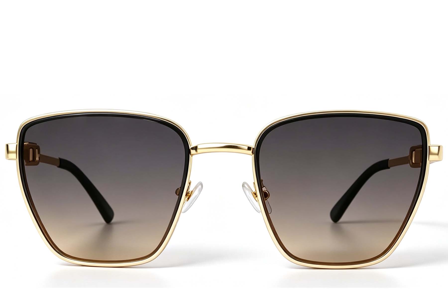 BS2607-0664_Golden_Rectangular_Metal_Sunglasses_front
