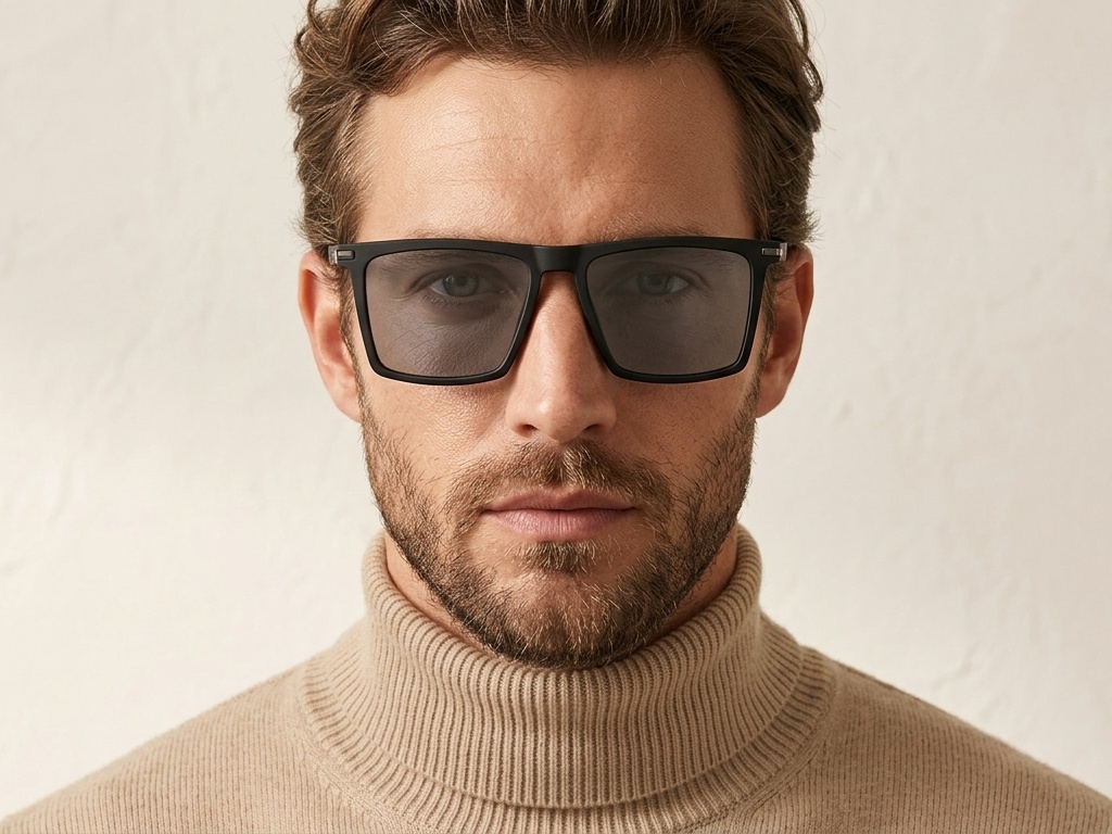BS2607-0681_Black_Rectangular_TR90_Polarized Sunglasses-tryon_male