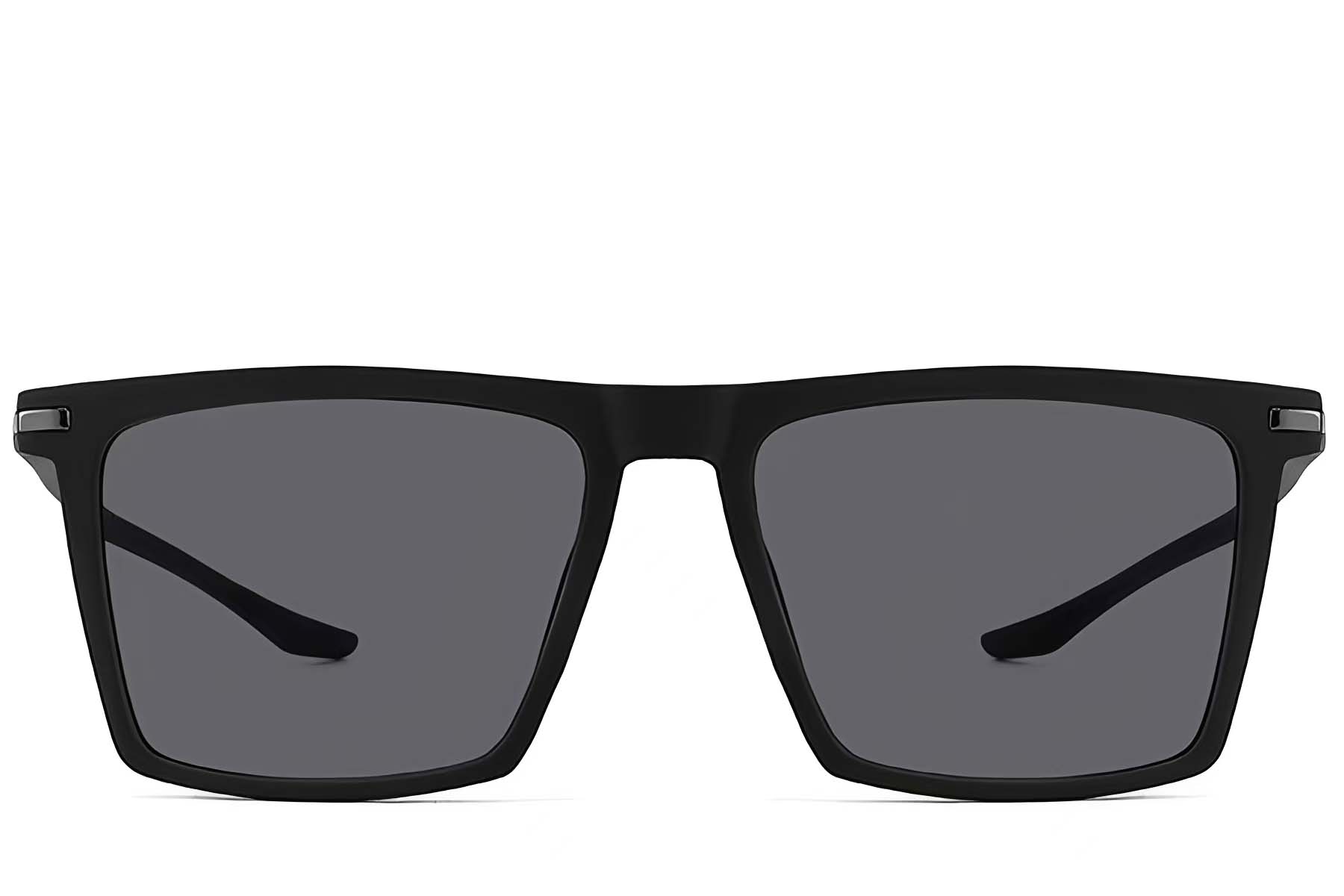 BS2607-0681_Black_Rectangular_TR90_Polarized Sunglasses_front