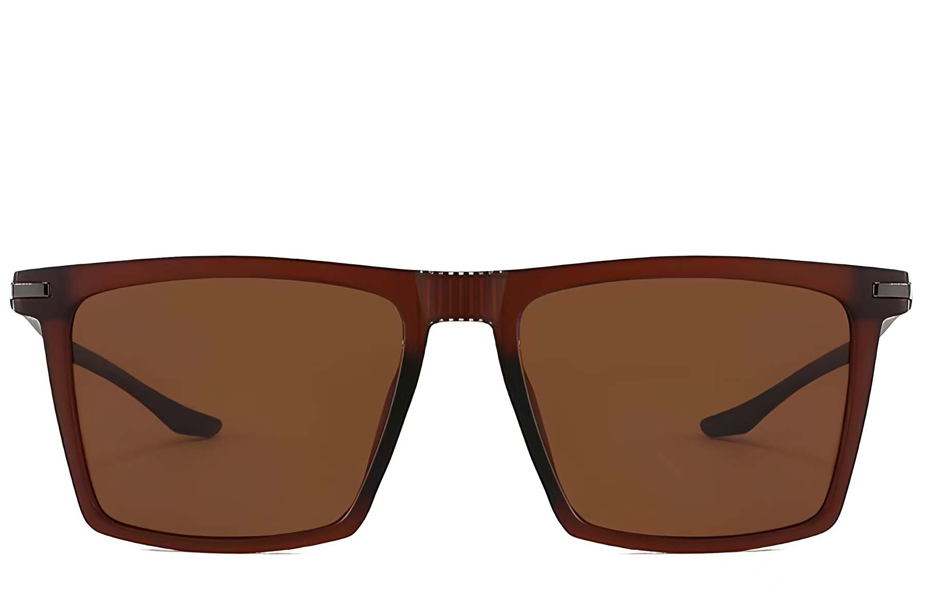 BS2607-0682_Brown_Rectangular_TR90_Polarized Sunglasses_front