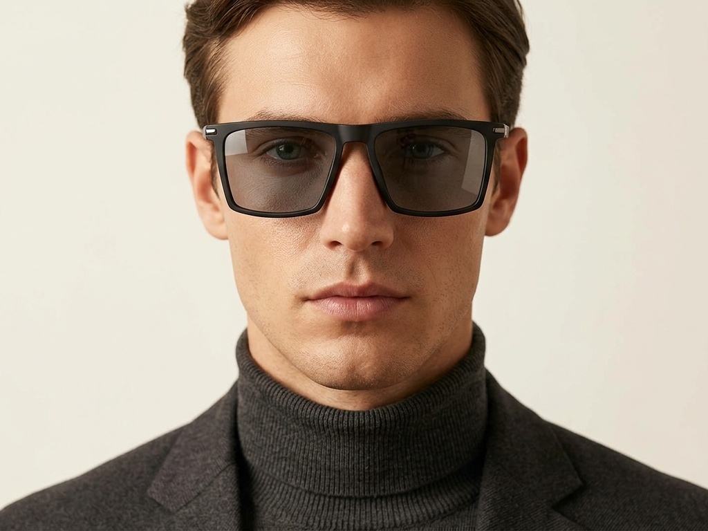 BS2607-0685_Black_Rectangular_TR90_Polarized Sunglasses-tryon_male