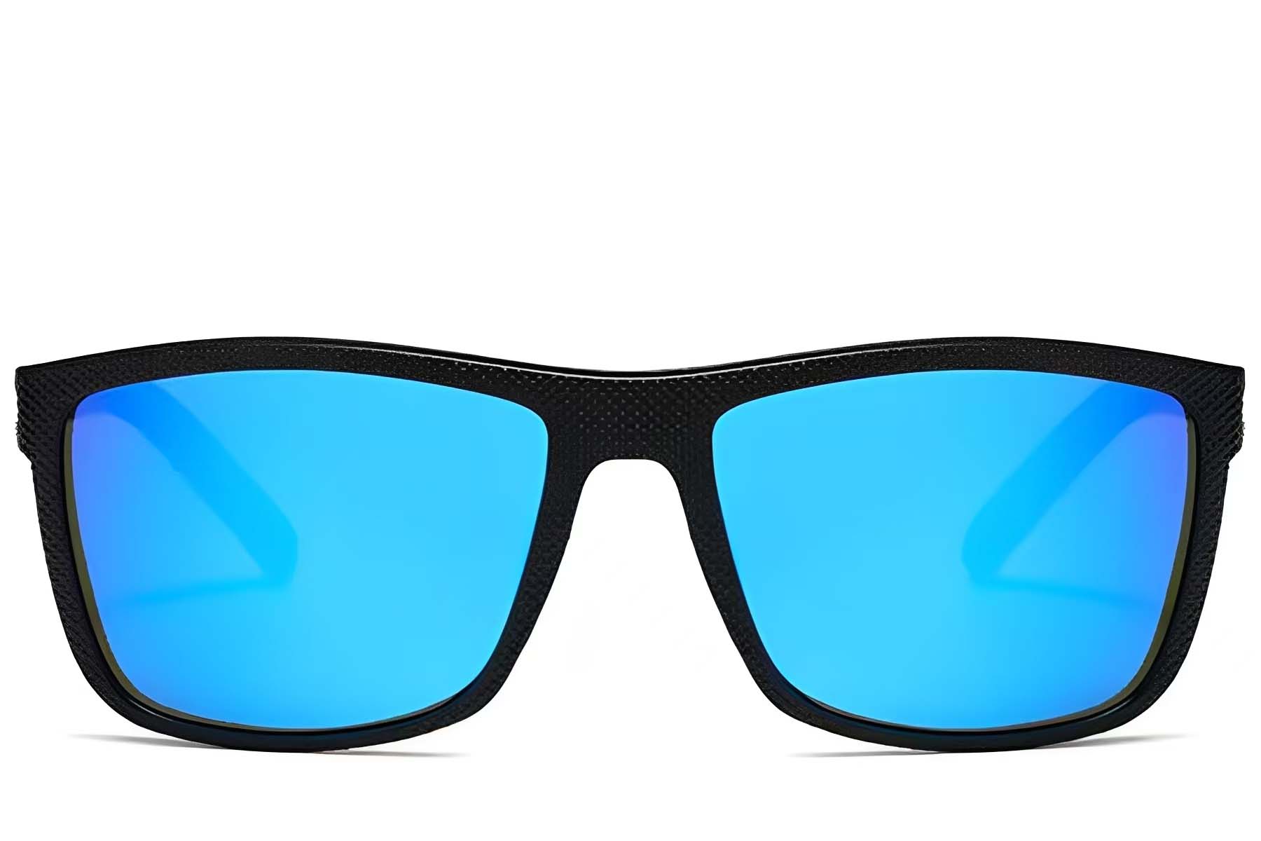 BS2607-0691_Black_Rectangular_Plastic_Polarized Sunglasses_front